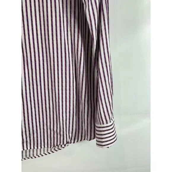 ROBERT GRAHAM Men's White/Burgundy Striped Knowledge Wisdom Truth Shirt SZ 17